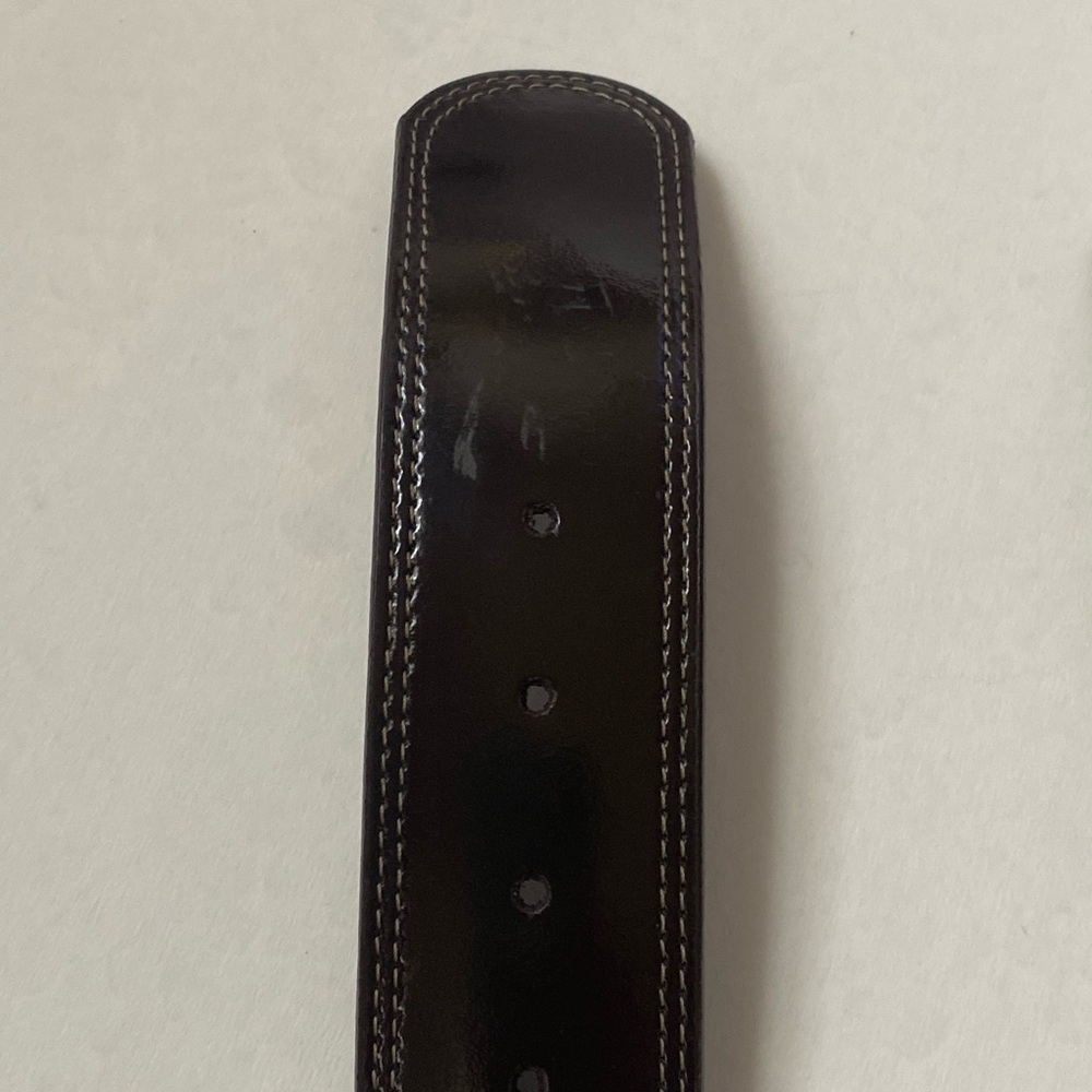 Banana Republic Genuine Patent Leather Brown Wide Belt Size M - Picture 7 of 13